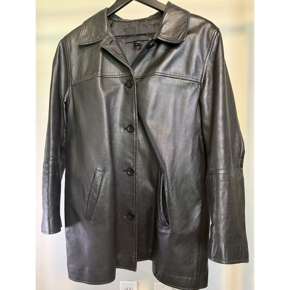 Vintage Moda International Leather Jacket Black Small Victoria's Secret 90s Y2K
